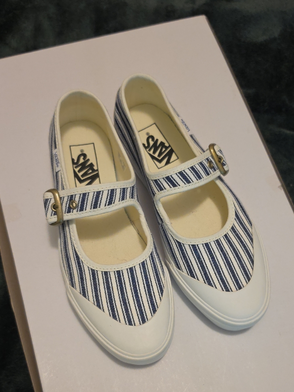 Vans Navy & White Striped Mary Jane Sneakers